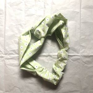 Handmade green floral print turban headband